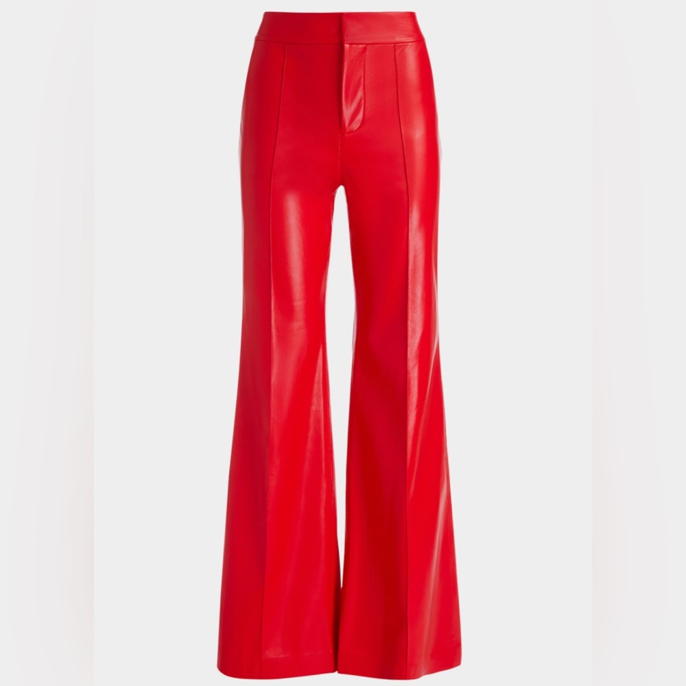 Alice + Olivia Dylan High-Rise Vegan Leather Red Pants